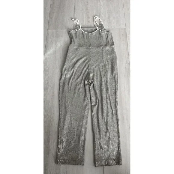 Anthropologie ett:twa Claudette Sequined‎ Jumpsuit Size 2 Gray - Picture 7 of 7